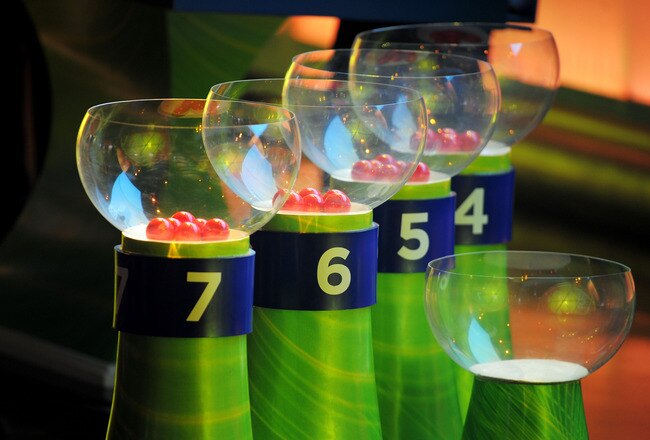 RIO DE JANEIRO, BRAZIL - JULY 30: General view of the pots with the draw balls during the Preliminary Draw of the 2014 FIFA World Cup at Marina Da Gloria on July 30, 2011 in Rio de Janeiro, Brazil.Photo by Michael Regan/Getty Images)