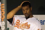 BALTIMORE, MD - JULY 18: Derrek Lee #25 of the Baltimore Orioles sits in the dugout during the Orioles game against the Boston Red Sox at Oriole Park at Camden Yards on July 18, 2011 in Baltimore, Maryland. (Photo by Rob Carr/Getty Images)