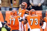 CINCINNATI - DECEMBER 26: Jermaine Gresham #84 of the Cincinnati Bengals celebrates with Andrew Whitworth #77 and Anthony Collins #73 after scoring a touchdown during the NFL game against the San Diego Chargers at Paul Brown Stadium on December 26, 2010 in Cincinnati, Ohio. The Bengals 34-20.  (Photo by Andy Lyons/Getty Images)