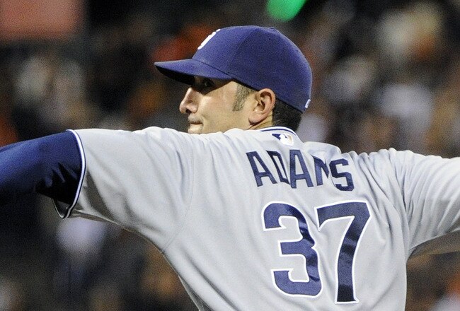 SAN FRANCISCO, CA - JULY 6: Mike Adams #37 of the San Diego Padres pitches against the San Francisco Giants in the bottom of the eighth inning during an MLB baseball game at AT&T Park July 6, 2011 in San Francisco, California. (Photo by Thearon W. Henderson/Getty Images)