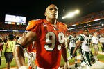 MIAMI - OCTOBER 12:  Linebacker Jason Taylor #99 of the Miami Dolphins celebrates after defeating the New York Jets at Land Shark Stadium on October 12, 2009 in Miami, Florida. The Dolphins defeated the Jets 31-27.  (Photo by Doug Benc/Getty Images)