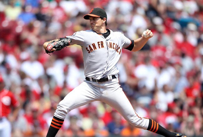CINCINNATI, OH - JULY 31:  Barry Zito #75 of the San Francisco Giants throws a pitch during the game against the Cincinnati Reds at Great American Ball Park on July 31, 2011 in Cincinnati, Ohio.  (Photo by Andy Lyons/Getty Images)