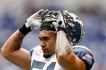 INDIANAPOLIS - OCTOBER 04:  Lofa Tatupu #51 of the the Seattle Seahawks is pictured during the NFL game against the Indianapolis Colts at Lucas Oil Stadium on October 4, 2009 in Indianapolis, Indiana.  (Photo by Andy Lyons/Getty Images)
