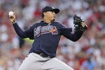 CINCINNATI, OH - JULY 22: Jair Jurrjens #49 of the Atlanta Braves pitches against the Cincinnati Reds at Great American Ball Park on July 22, 2011 in Cincinnati, Ohio. (Photo by Joe Robbins/Getty Images)