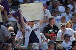 DENVER, CO - JULY 17:  A Brewers fan holds a sign in support of relief pitcher Francisco Rodriguez #57 of the Milwaukee Brewers as he works against the Colorado Rockies at Coors Field on July 17, 2011 in Denver, Colorado. Rodriguez earned a hold as they Brewers defeated the Rockies 4-3.  (Photo by Doug Pensinger/Getty Images)
