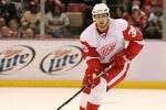 DETROIT, MI - JANUARY 22:  Jan Mursak #39 of the Detroit Red Wings skates with the puck in a game against the Chicago Black Hawks on January 22, 2011 at the Joe Louis Arena in Detroit, Michigan. The Hawks defeated the Wings 4-1. (Photo by Claus Andersen/Getty Images)