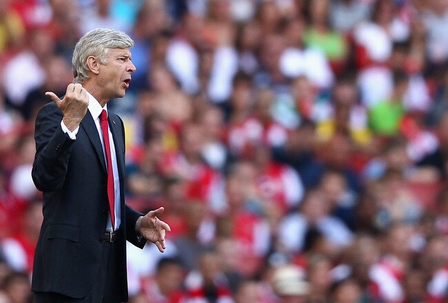 LONDON, ENGLAND - JULY 31:  Arsenal manager Arsene Wenger directs his team during the Emirates Cup match between Arsenal and New York Red Bulls at the Emirates Stadium on July 31, 2011 in London, England.  (Photo by Richard Heathcote/Getty Images)