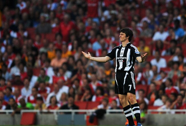 LONDON - AUGUST 30:  Joey Barton of Newcastle United protests during the Barclays Premier League match between Arsenal and Newcastle United at the Emirates Stadium on August 30, 2008 in London, England.  (Photo by Shaun Botterill/Getty Images)