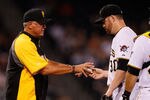 PITTSBURGH - JUNE 09:  Chris Resop #30 of the Pittsburgh Pirates is pulled in the 8th inning by manager Clint Hurdle #13 during the game against the Arizona Diamondbacks on June 9, 2011 at PNC Park in Pittsburgh, Pennsylvania.  (Photo by Jared Wickerham/Getty Images)