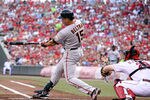CINCINNATI, OH - JULY 30:  Carlos Beltran #15 of the San Francisco swings at a pitch during the game against the Cincinnati Reds at Great American Ball Park on July 30, 2011 in Cincinnati, Ohio.  (Photo by Andy Lyons/Getty Images)