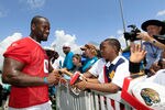 JACKSONVILLE, FL - JULY 28:  Quarterback David Garrard #9 of the Jacksonville Jaguars signs autographs following training camp at Florida Blue Health and Wellness practice fields on July 28, 2011 in Jacksonville, Florida.  (Photo by Sam Greenwood/Getty Images)