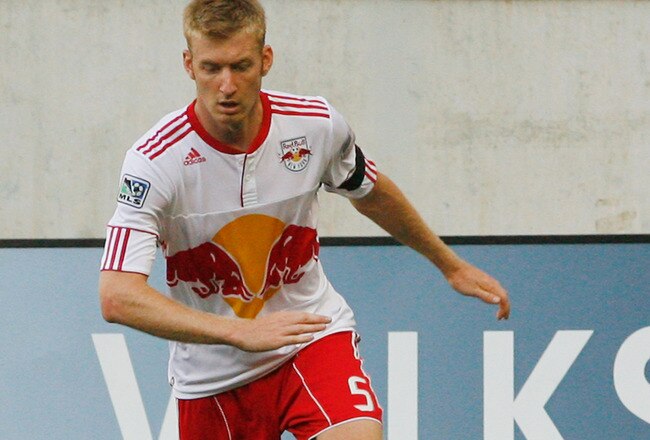 HARRISON, NJ - JULY 23: Tim Ream #5 of the New York Red Bulls plays the ball against FC Dallas during the game at Red Bull Arena on July 23, 2011 in Harrison, New Jersey. (Photo by Andy Marlin/Getty Images)