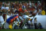 JAN 31, 1988:  WASHINGTON REDSKINS WIDE RECEIVER GARY CLARK #84 MAKES A DIVING CATCH DURING THE REDSKINS VERSUS DENVER BRONCOS SUPER BOWL XXII GAME.  MANDATORY CREDIT:  MIKE POWELL/ALLSPORT