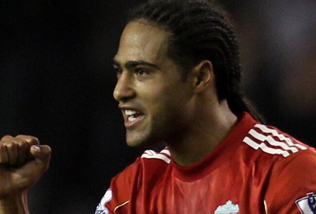 LIVERPOOL, ENGLAND - NOVEMBER 20:  Glen Johnson of Liverpool celebrates scoring the opening goal during the Barclays Premier League match between Liverpool and West Ham United at Anfield on November 20, 2010 in Liverpool, England. (Photo by Alex Livesey/Getty Images)