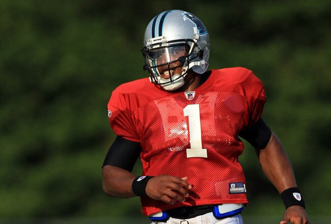 SPARTANBURG, SC - AUGUST 03:  Cam Newton #1 of the Carolina Panthers during training camp at Wofford College on August 3, 2011 in Spartanburg, South Carolina.  (Photo by Streeter Lecka/Getty Images)