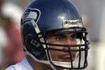 Seattle Seahawks  linebacker Lofa Tatupa  at an NFC practice Feb. 8 for the 2007 Pro Bowl at Kapolei, Hawaii.  (Photo by Al Messerschmidt/Getty Images)