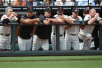 SAN FRANCISCO, CA - AUGUST 06: Members of the San Francisco Giants look on against the Philadelphia Phillies at AT&T Park on August 6, 2011 in San Francisco, California.  (Photo by Jed Jacobsohn/Getty Images)