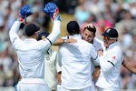BIRMINGHAM, ENGLAND - AUGUST 10:  Tim Bresnan of England celebrates with his team mates after taking the wicket of VVS Laxman of India during day one of the 3rd npower Test at Edgbaston on August 10, 2011 in Birmingham, England.  (Photo by Gareth Copley/Getty Images)