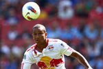 LONDON, ENGLAND - JULY 30:  Juan Agudelo of New York Red Bulls with the ball during the Emirates Cup match between New York Red Bulls and Paris St Germain at the Emirates Stadium on July 30, 2011 in London, England.  (Photo by Richard Heathcote/Getty Images)