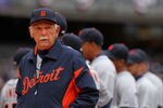 NEW YORK, NY - MARCH 31:  Jim Leyland, Manager of the Detroit Tigers looks on before playing the New York Yankees on Opening Day at Yankee Stadium on March 31, 2011 in New York City. The Yankees won 6-3 in the ninth inning.  (Photo by Nick Laham/Getty Images)