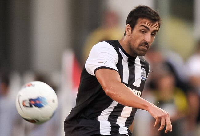 COLUMBUS, OH - JULY 26: Sanchez Jose Enrique #3 of Newcastle United FC controls the ball against the Columbus Crew on July 26, 2011 at Crew Stadium in Columbus, Ohio. (Photo by Jamie Sabau/Getty Images)