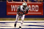 INDIANAPOLIS, IN - JANUARY 08:  Antonio Cromartie #31 of the New York Jets fields a kickoff which he returns 47-yards in the final minute of the fourth quarter against the Indianapolis Colts during their 2011 AFC wild card playoff game at Lucas Oil Stadium on January 8, 2011 in Indianapolis, Indiana. The Jets won 17-16.  (Photo by Jonathan Daniel/Getty Images)
