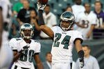 PHILADELPHIA, PA - AUGUST 11:  Nnamdi Asomugha #24 of the Philadelphia Eagles warms up before playing against the Baltimore Ravens during their pre season game on August 11, 2011 at Lincoln Financial Field in Philadelphia, Pennsylvania.  (Photo by Jim McIsaac/Getty Images)