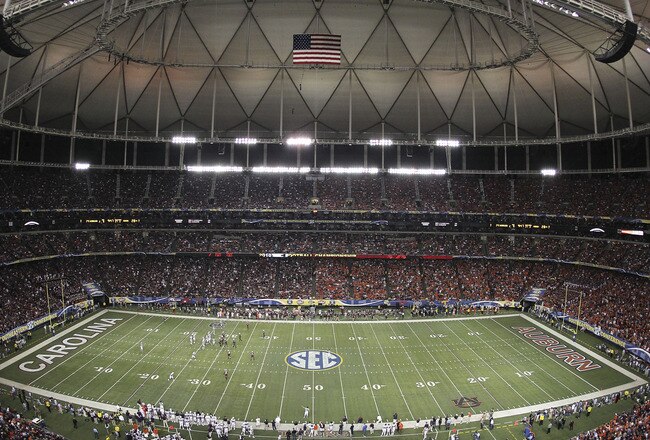 ATLANTA - DECEMBER 4:  General view of Georgia Dome during the 2010 SEC Championship between the Auburn Tigers and South Carolina Gamecocks on December 4, 2010 in Atlanta, Georgia. (Photo by Mike Zarrilli/Getty Images)