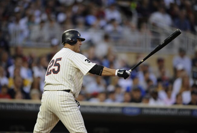 MINNEAPOLIS, MN - MAY 23: Jim Thome #25 of the Minnesota Twins bats against the Seattle Mariners during their game on May 23, 2011 at Target Field in Minneapolis, Minnesota. The Rockies won 6-5. (Photo by Hannah Foslien/Getty Images)