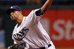 ST PETERSBURG, FL - AUGUST 02:  :  Pitcher David Price #14 of the Tampa Bay Rays pitches against the Toronto Blue Jays during the game at Tropicana Field on August 2, 2011 in St. Petersburg, Florida.  (Photo by J. Meric/Getty Images)