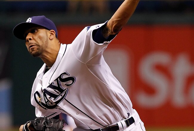 ST PETERSBURG, FL - AUGUST 02:  :  Pitcher David Price #14 of the Tampa Bay Rays pitches against the Toronto Blue Jays during the game at Tropicana Field on August 2, 2011 in St. Petersburg, Florida.  (Photo by J. Meric/Getty Images)