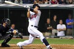 CLEVELAND, OH - AUGUST 11: Kosuke Fukudome #1 of the Cleveland Indians grounds out to second base for the final out of the game against the Detroit Tigers at Progressive Field on August 11, 2011 in Cleveland, Ohio. The Tigers defeated the Indians 4-3. (Photo by Jason Miller/Getty Images)