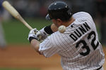 CHICAGO, IL - JUNE 20: Adam Dunn #32 of the Chicago White Sox fouls off a pitch against the Chicago Cubs at U.S. Cellular Field on June 20, 2011 in Chicago, Illinois. The Cubs defeated the White Sox 6-3. (Photo by Jonathan Daniel/Getty Images)