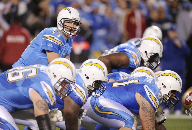 SAN DIEGO, CA - DECEMBER 16:  Quarterback Philip Rivers #17 of the San Diego Chargers goes under center during their game against the San Francisco 49ers at Qualcomm Stadium on December 16, 2010 in San Diego, California.  (Photo by Harry How/Getty Images)