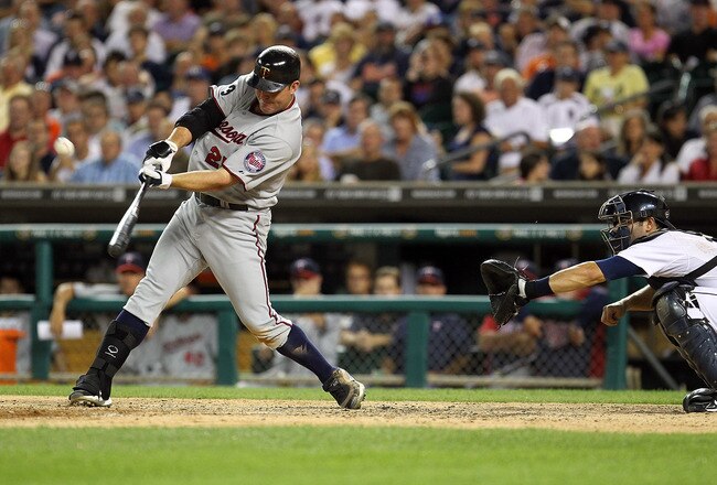 DETROIT, MI - AUGUST 15: DH, Jim Thome #25 of the Minnesota Twins hits his second home run of the game in the seventh inning and his 600th career home run making him only the eighth player in Major League Baseball history to achieve that milestone during a MLB game against the Detroit Tigers at Comerica Park on August 15, 2011 in Detroit, Michigan.  (Photo by Dave Reginek/Getty Images)
