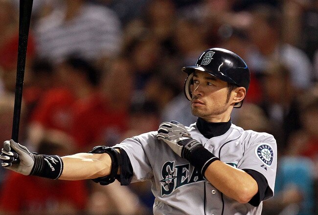 ARLINGTON, TX - AUGUST 09:  Ichiro Suzuki #51 of the Seattle Mariners at Rangers Ballpark in Arlington on August 9, 2011 in Arlington, Texas.  (Photo by Ronald Martinez/Getty Images)