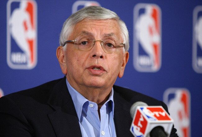 NEW YORK, NY - JUNE 30:  Commissioner of the NBA, David Stern announces that a lockout will go ahead as NBA labor negotiations break down at Omni Hotel on June 30, 2011 in New York City. The NBA has locked out the players after they were unable to reach a new collective bargaining agreement (CBA). The current CBA is due to expire tonight at midnight.    (Photo by Neilson Barnard/Getty Images)