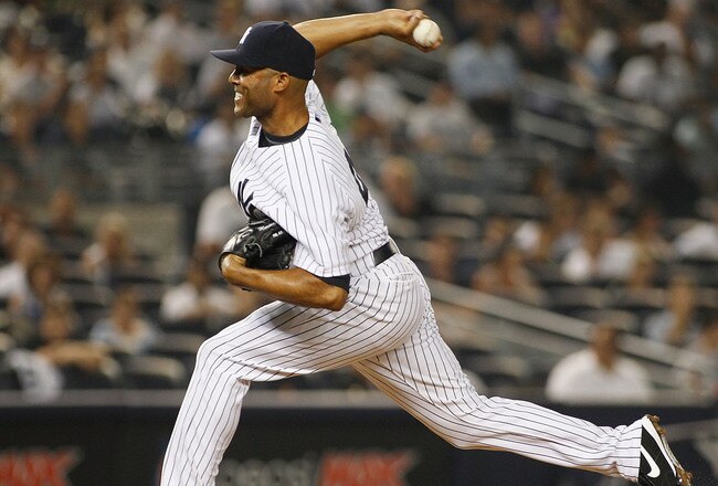 NEW YORK, NY - AUGUST 09:  Mariano Rivera #42 of the New York Yankees ldelivers a pitch in the top of the ninth inning againt the Los Angeles Angels of Anaheim on August 9, 2011 at Yankee Stadium in the Bronx borough of New York City. Angels defeated the Yankees 6-4.  (Photo by Mike Stobe/Getty Images)