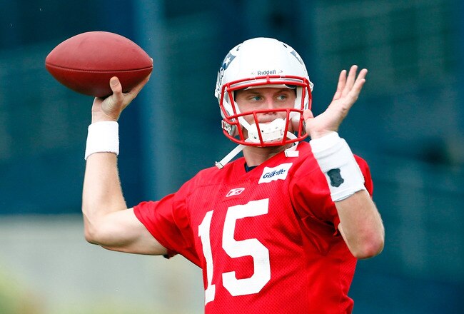 FOXBOROUGH, MA  - JULY 29:  Quarterback Ryan Mallett #15 of the New England Patriots participates in training camp at Gillette Stadium on July 29, 2011 in Foxborough, Massachusetts.  (Photo by Jim Rogash/Getty Images)