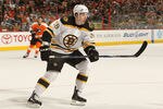 PHILADELPHIA, PA - DECEMBER 01:  Jordan Caron #38 of the Boston Bruins on the ice against the Philadelphia Flyers at the Wells Fargo Center on December 1, 2010 in Philadelphia, Pennsylvania.  (Photo by Nick Laham/Getty Images)