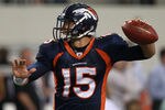 ARLINGTON, TX - AUGUST 11:  Tim Tebow #15 of the Denver Broncos at Cowboys Stadium on August 11, 2011 in Arlington, Texas.  (Photo by Ronald Martinez/Getty Images)