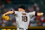 ATLANTA, GA - AUGUST 17:  Matt Cain #18 of the San Francisco Giants pitches to the Atlanta Braves at Turner Field on August 17, 2011 in Atlanta, Georgia.  (Photo by Kevin C. Cox/Getty Images)