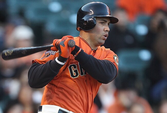 SAN FRANCISCO, CA - AUGUST 05:  Carlos Beltran #15 of the San Francisco Giants singles in the first inning against the Philadelphia Phillies at AT&T Park on August 5, 2011 in San Francisco, California.  (Photo by Jed Jacobsohn/Getty Images)