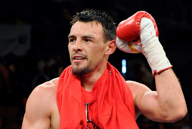LAS VEGAS - JULY 31:  Robert Guerrero celebrates his unanimous-decision victory over Joel Casamayor in their junior welterweight fight at the Mandalay Bay Events Center July 31, 2010 in Las Vegas, Nevada.  (Photo by Ethan Miller/Getty Images)