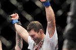 LAS VEGAS - NOVEMBER 21:  Forrest Griffin celebrates his victory over Tito Ortiz after their Light Heavyweight Fight at the UFC 106 at Mandalay Bay Events Center on November 21, 2009 in Las Vegas, Nevada.  (Photo by Jon Kopaloff/Getty Images)