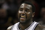 SAN ANTONIO, TX - DECEMBER 28:  Forward DeJuan Blair #45 of the San Antonio Spurs reacts during play against the Los Angeles Lakers at AT&T Center on December 28, 2010 in San Antonio, Texas.  NOTE TO USER: User expressly acknowledges and agrees that, by downloading and/or using this photograph, user is consenting to the terms and conditions of the Getty Images License Agreement.  (Photo by Ronald Martinez/Getty Images)