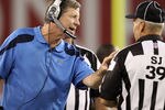 GLENDALE, AZ - AUGUST 27:  Head coach Norv Turner of the San Diego Chargers talks with side judge Don Carlsen during the preseason NFL game against the Arizona Cardinals at the University of Phoenix Stadium on August 27, 2011 in Glendale, Arizona. The Chargers defeated the Cardinals 34-31.  (Photo by Christian Petersen/Getty Images)