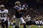 ST. LOUIS - NOVEMBER 15: Donnie Avery #17 of the St. Louis Rams hauls in a touchdown pass against Randall Gay #20 of the New Orleans Saints at the Edward Jones Dome on November 15, 2009 in St. Louis, Missouri.  (Photo by Dilip Vishwanat/Getty Images)