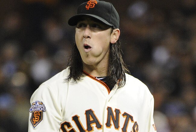 SAN FRANCISCO, CA - AUGUST 29: Tim Lincecum #55 of the San Francisco Giants looks on after being taken out by manager Bruce Bochy against the Chicago Cubs in the seventh inning during an MLB baseball game at AT&T Park August 29, 2011 in San Francisco, California. The Cubs won the game 6-0. (Photo by Thearon W. Henderson/Getty Images)