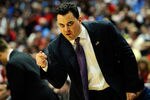 ANAHEIM, CA - MARCH 24:  Head coach Sean Miller of the Arizona Wildcats gestures from the sidelines against the Duke Blue Devils during the west regional semifinal of the 2011 NCAA men's basketball tournament at the Honda Center on March 24, 2011 in Anaheim, California.  (Photo by Kevork Djansezian/Getty Images)